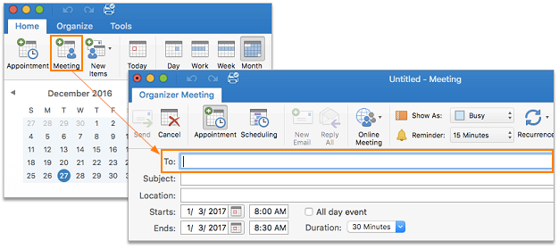 schedule a skype for business meeting in outlook 2016 on mac